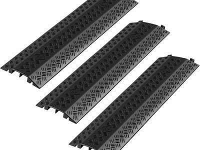 VEVOR 3 Pack Drop Over Cable Cover, 2 Channel Heavy Duty Cable Hose Protector Ramp, 38.3'' Floor Cord Cover