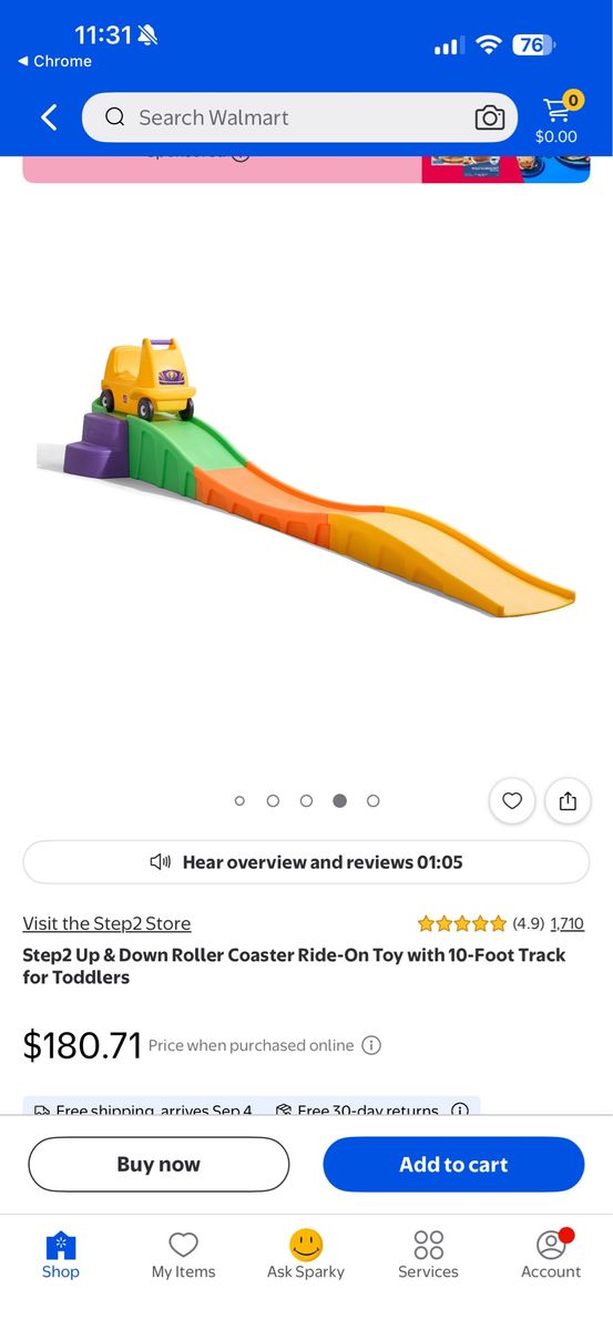 Step2 Up & Down Roller Coaster Ride-On Toy with Track