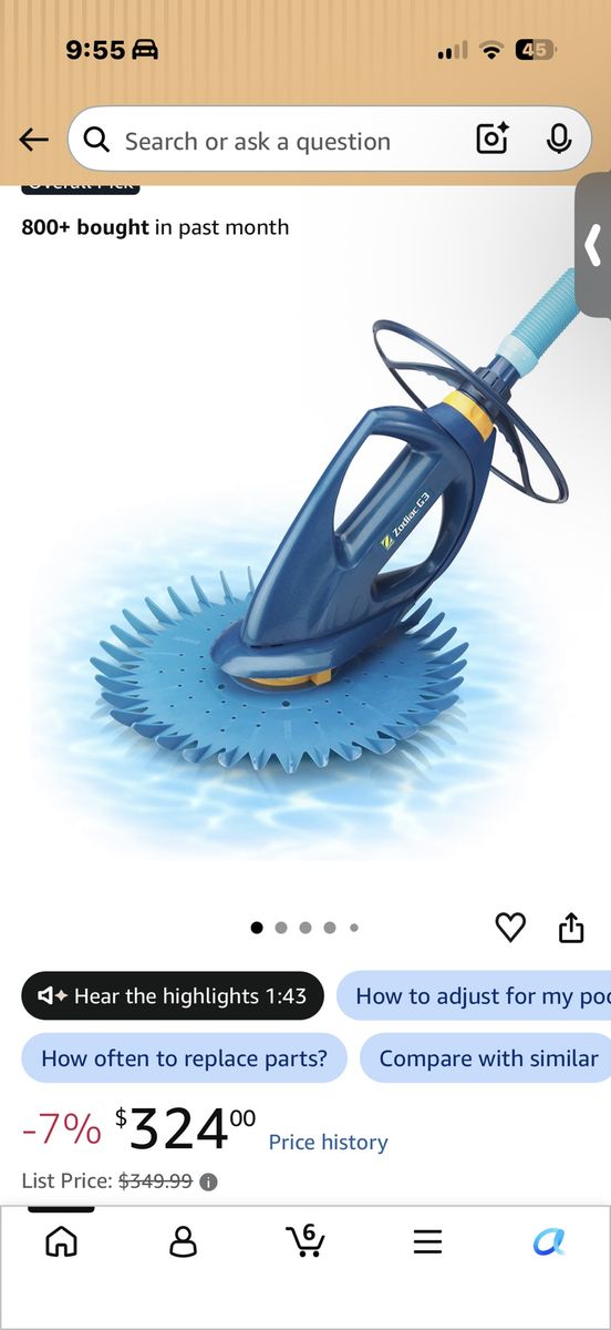 Zodiac G3 Suction-Side Inground Vacuum Pool Cleaner + Zodiac Cyclonic Leaf Catcher