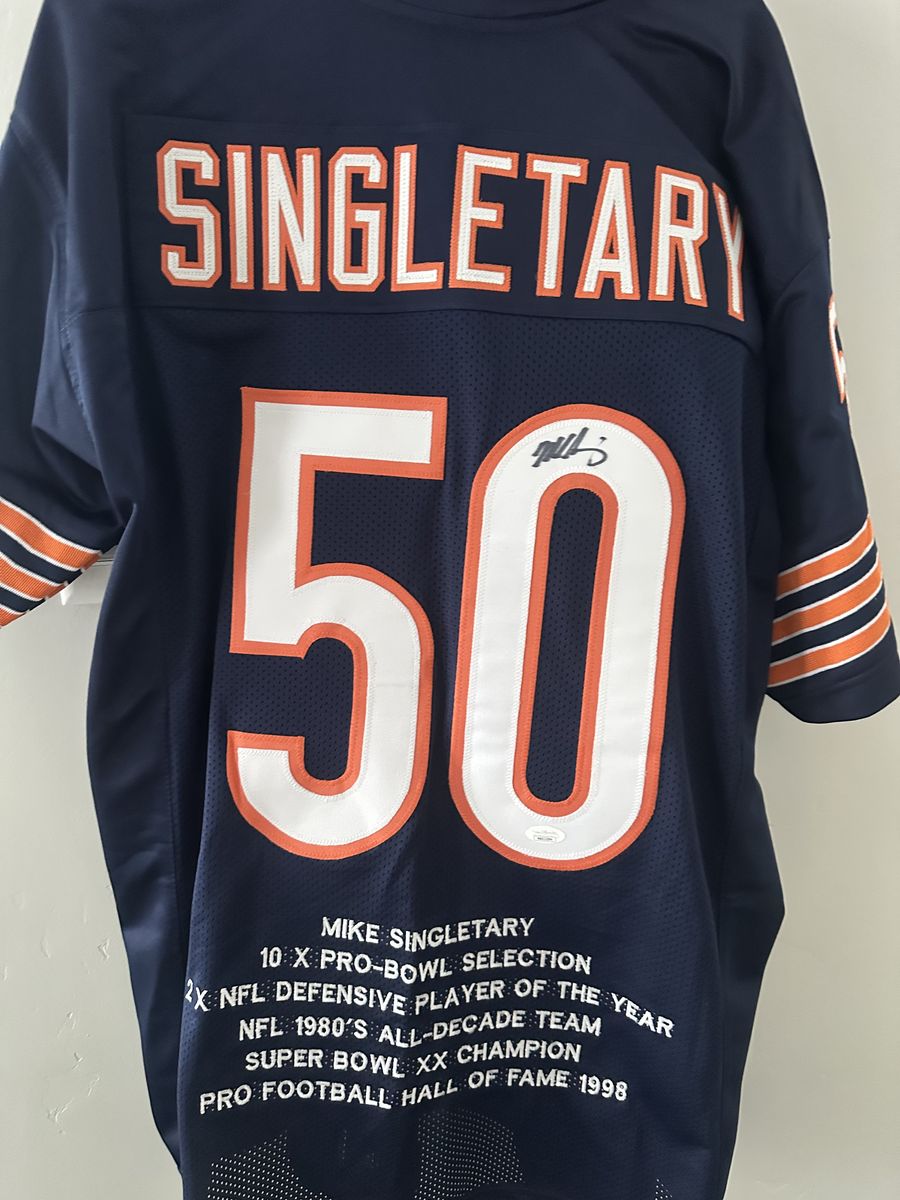 Mike Singletary Signed Chicago Bears Stat Jersey – JSA Witness Authenticated