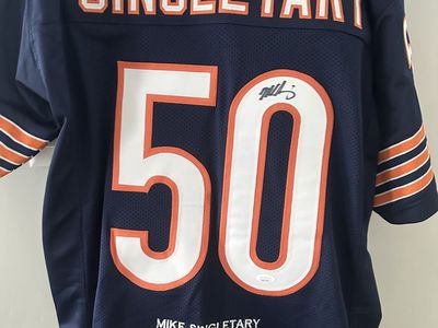 Mike Singletary Signed Chicago Bears Stat Jersey – JSA Witness Authenticated