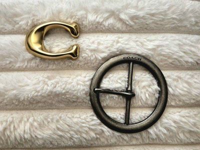 2x Coach Belt Buckle Replacement Parts - Round Gunmetal & Gold Tone C-Logo