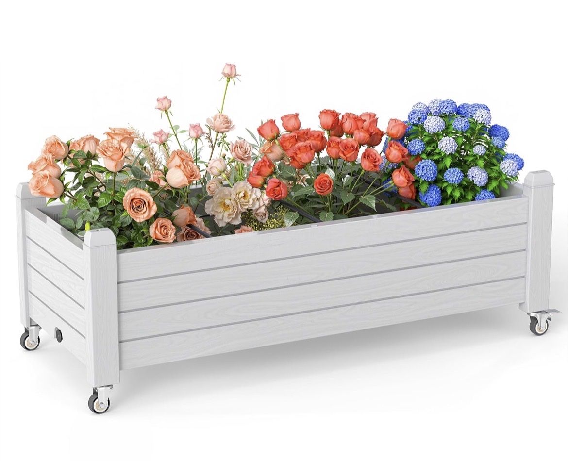 New Resin Garden Planter Box on Wheels