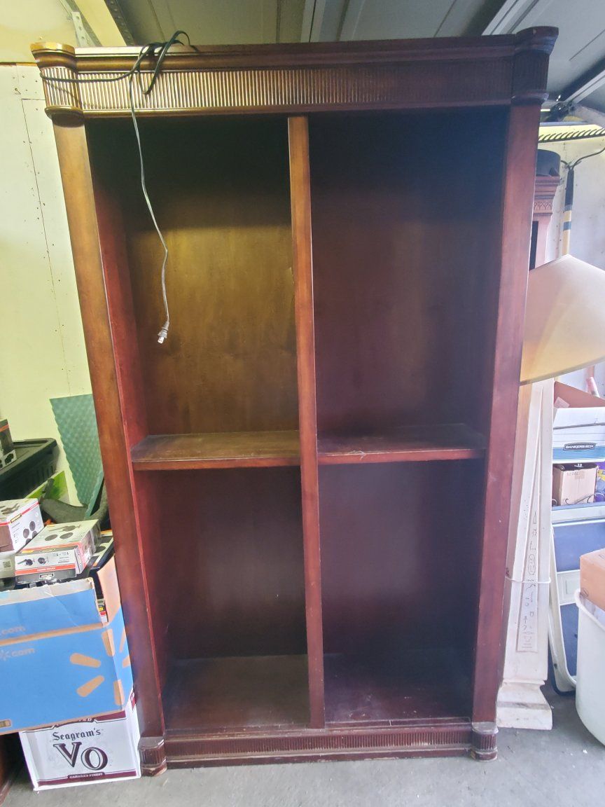 Classic Wood Bookshelf/Bookcase - Dark Finish with Decorative Trim, 2×2Shelves