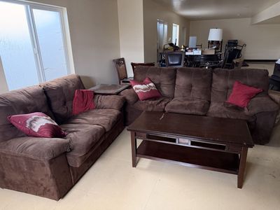 $90 OBO Brown Suade couch set