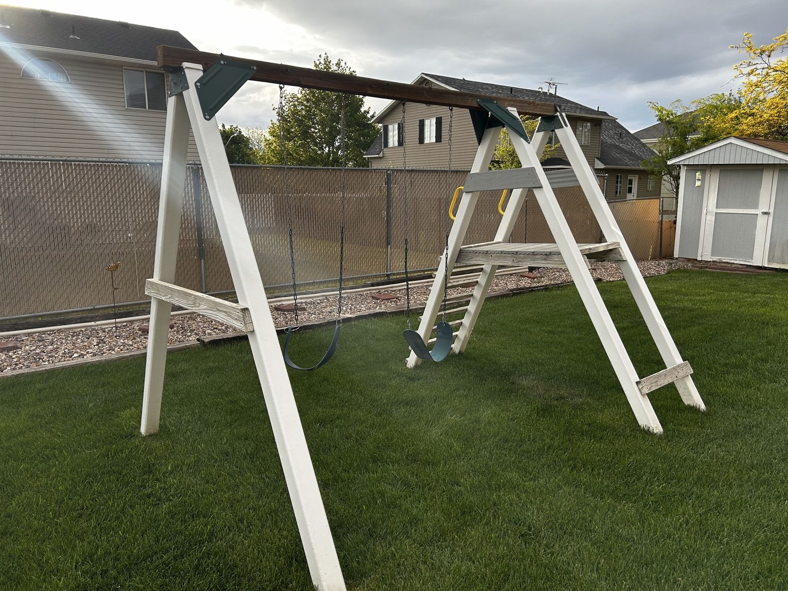 Swing set and slide
