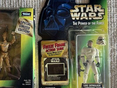 Star Wars The Power of the Force Green Card Luke Skywalker Stormtrooper Disguise and Imperial Issued Blaster Figure