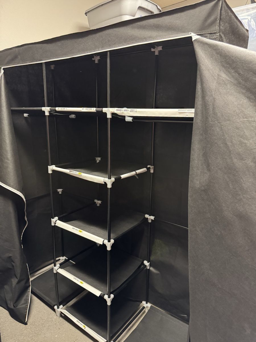 Portable Wardrobe Storage Closet Organizer with Shelves - Black, 5'8" Tall