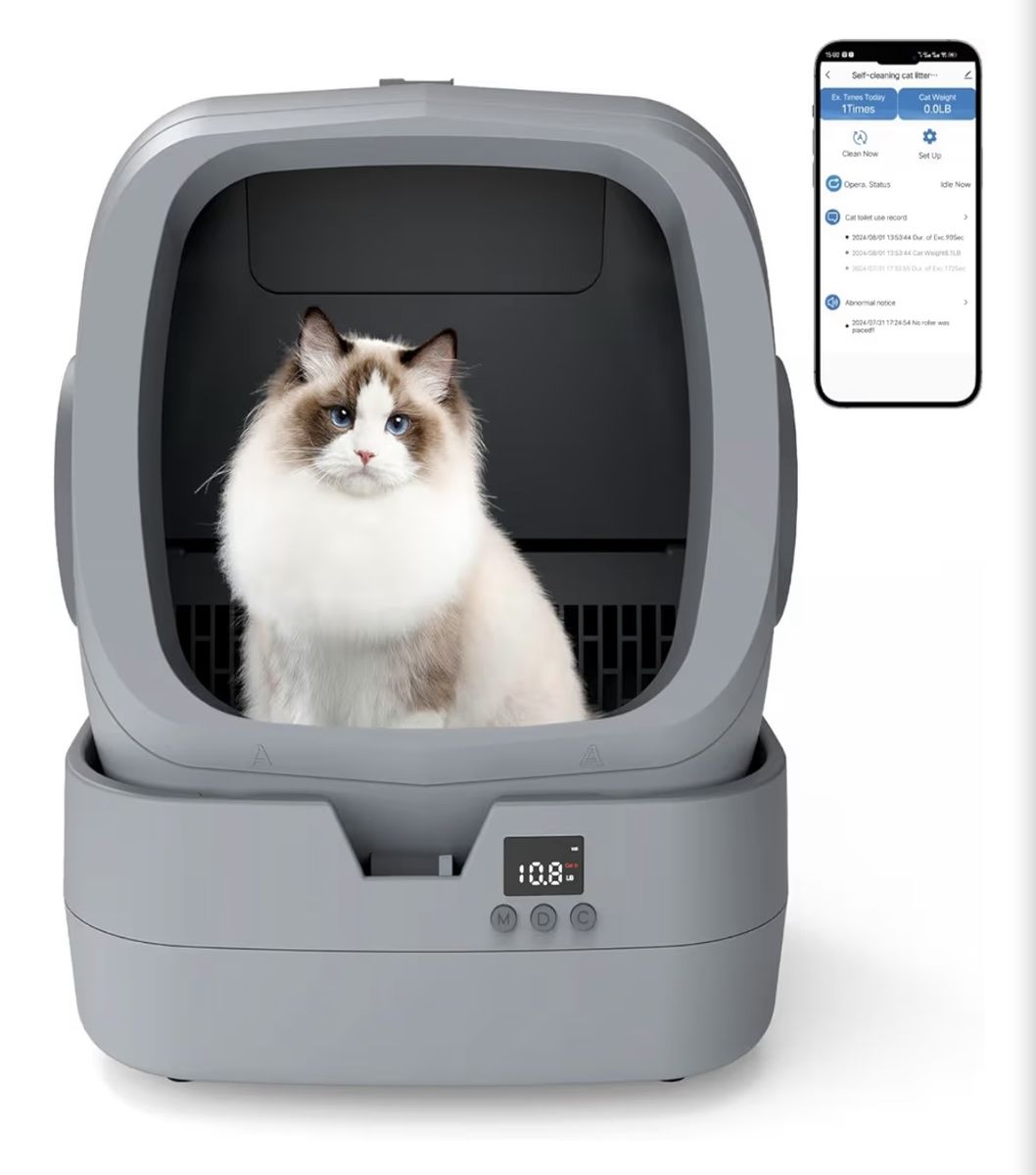 Smart Self-Cleaning Automatic Cat Litter Box with App Control and Weight Monitoring