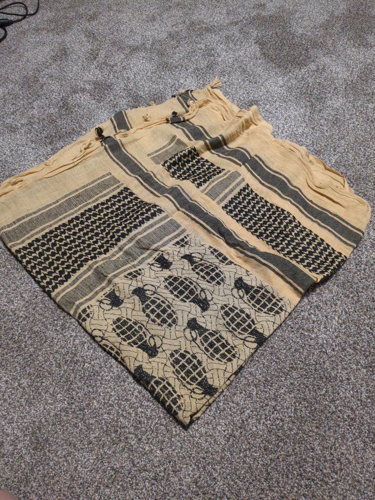 Black and Tan Tactical Grenade Pattern Keffiyeh Shemagh Scarf Airsoft