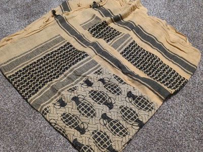 Black and Tan Tactical Grenade Pattern Keffiyeh Shemagh Scarf Airsoft