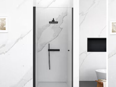 LOVMOR Pivot Shower Door in Matte Black