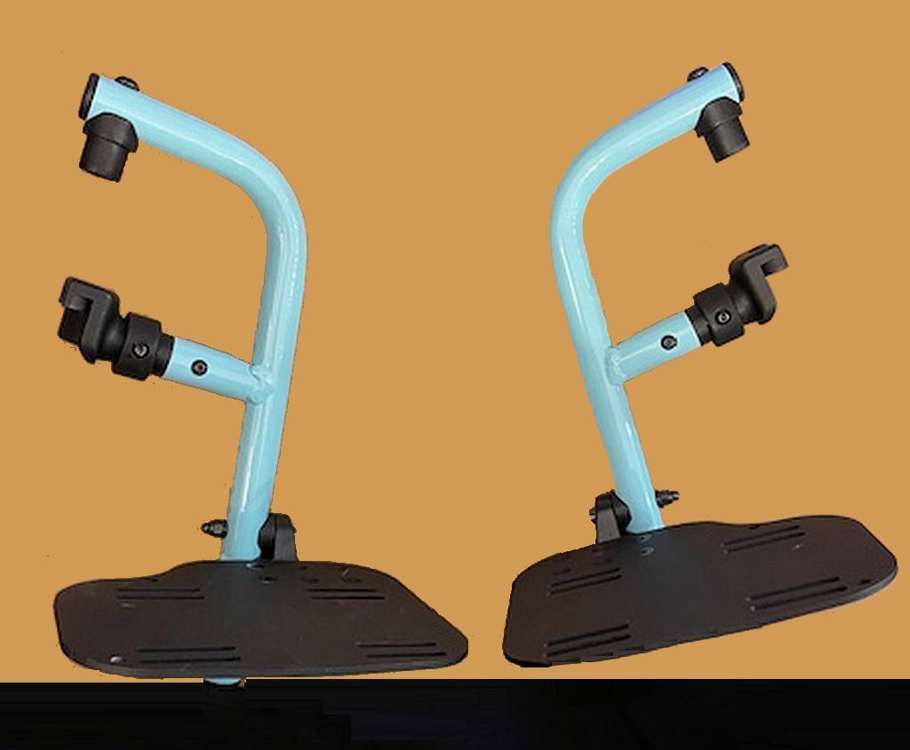 Pair of Footrest Frame for Quickie Wheelchair - beautiful Aqua/Turquoise color. Possibly Pediatric