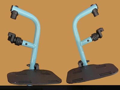 Pair of Footrest Frame for Quickie Wheelchair - beautiful Aqua/Turquoise color. Possibly Pediatric