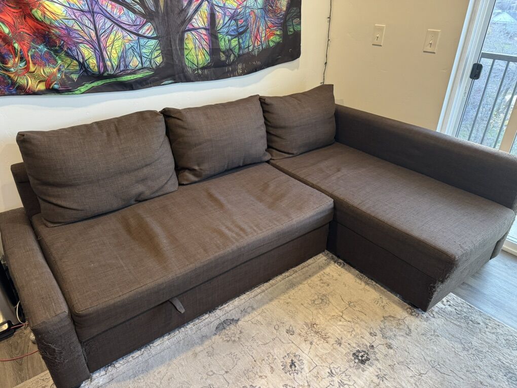 Brown Couch With Pull Out Bed And Storage