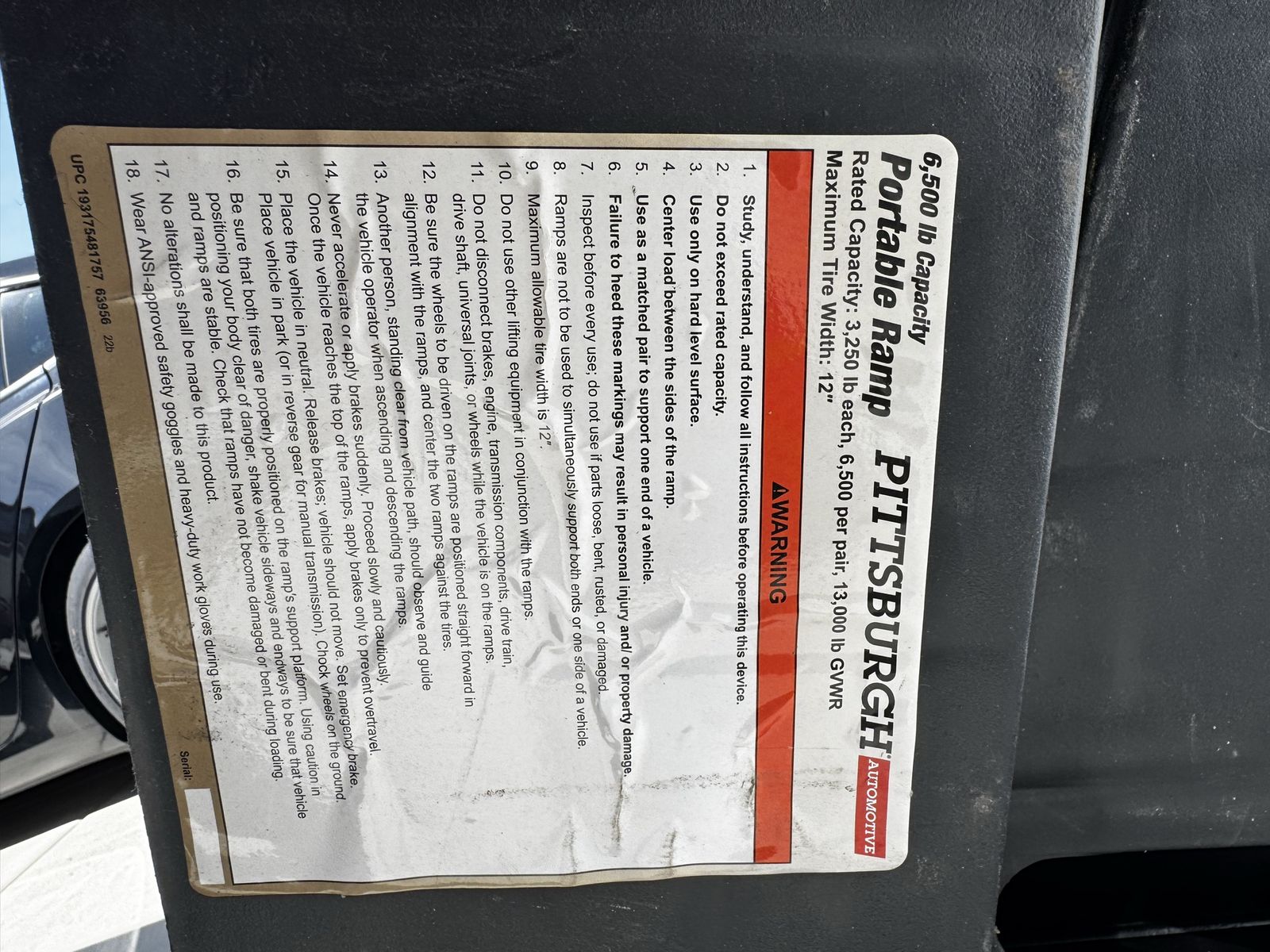 Pittsburgh 6,500lb Portable Ramps