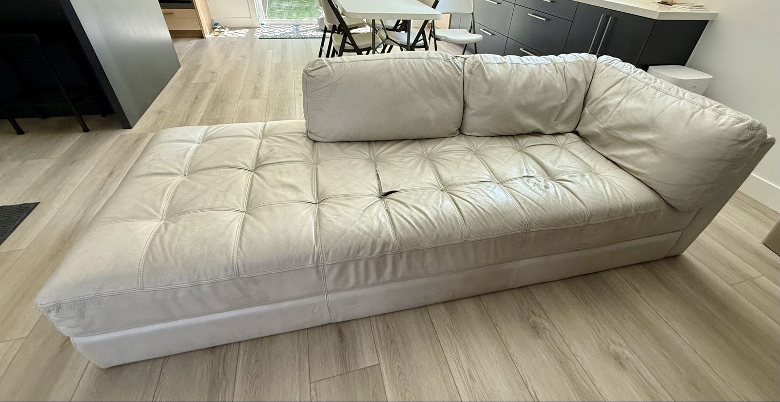 Leather Chaise Couch Cream