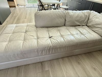 Leather Chaise Couch Cream