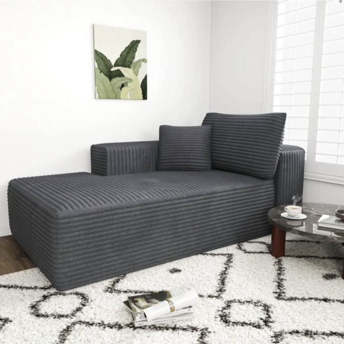 NEW! 68” Sofa chaise Dark Grey Corduroy Loveseat