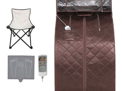 Gollense 1-Person Portable Far Infrared Sauna, Low EMF, Brown, Chair & Foot Pad Included