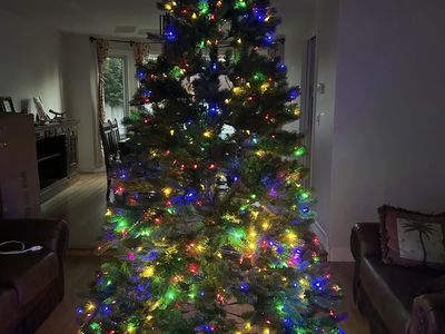 National Tree Company 7.5' Feel Real® Pre-Lit Christmas Tree – Excellent Condition