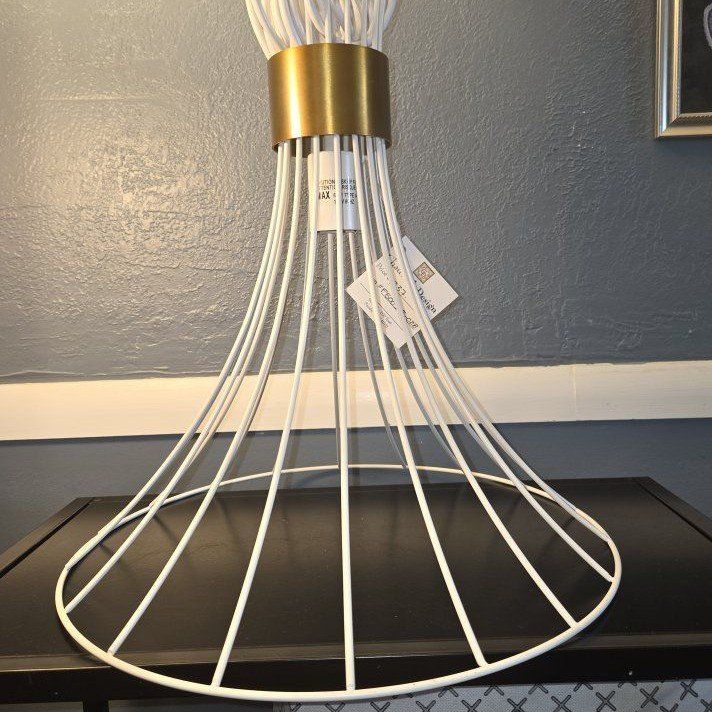 Chadwick Design White and Gold Wire Pendant Light Fixture