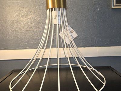 Chadwick Design White and Gold Wire Pendant Light Fixture