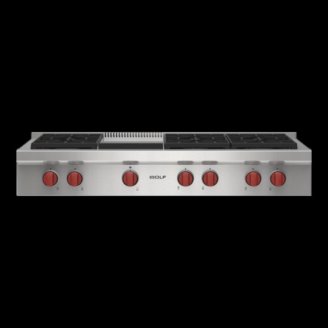 Wolf SRT486G 48" Sealed Burner Rangetop 6 Burners and Infrared Griddle