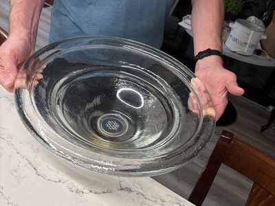 Vessel sink. Handblown glass