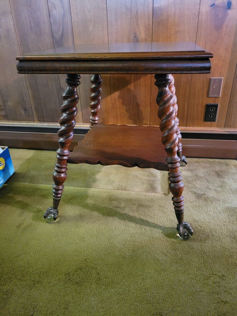 Antique Barley Twist Side Table with Ball and Claw Feet