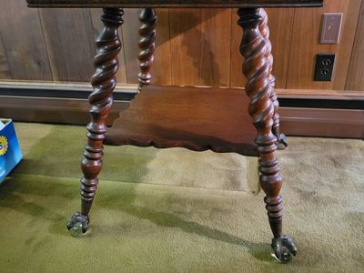 Antique Barley Twist Side Table with Ball and Claw Feet