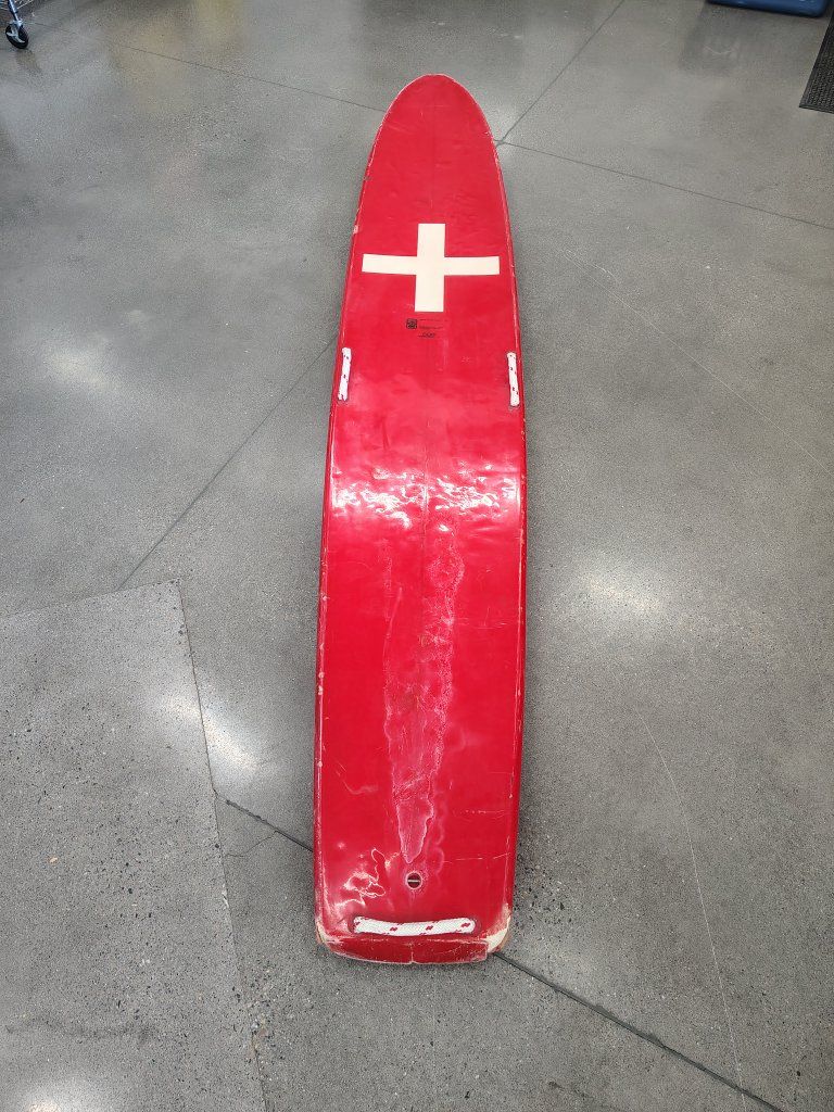 Vintage $1,300 Marine Rescue Products Red Lifeguard Rescue Board / Surfboard