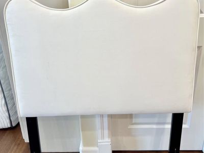 Twin White Upholstered Scalloped Headboard