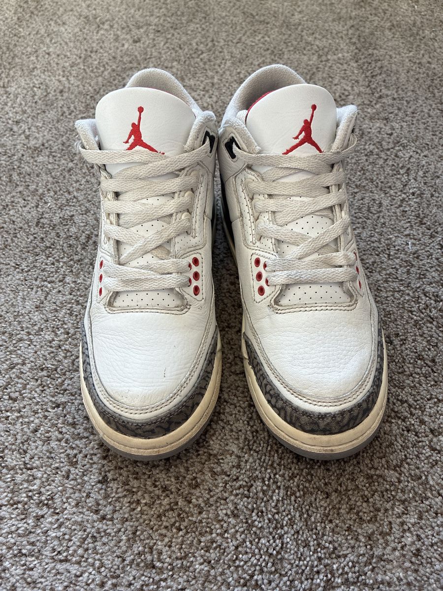 Nike Air Jordan 3 Retro White Cement Sneakers - Youth Size 6