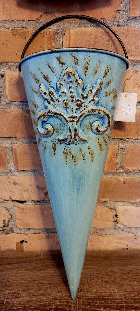 Rustic galvanized metal wall planter or hanging po