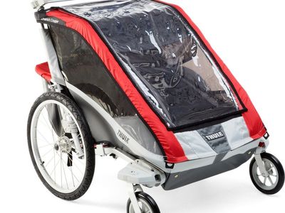 TWO-CHILD MULTI-SPORT (+) TRAILER & STROLLER (2009 THULE CHARIOT COUGAR 2) - RED/GREY, EXCELLENT CONDITION