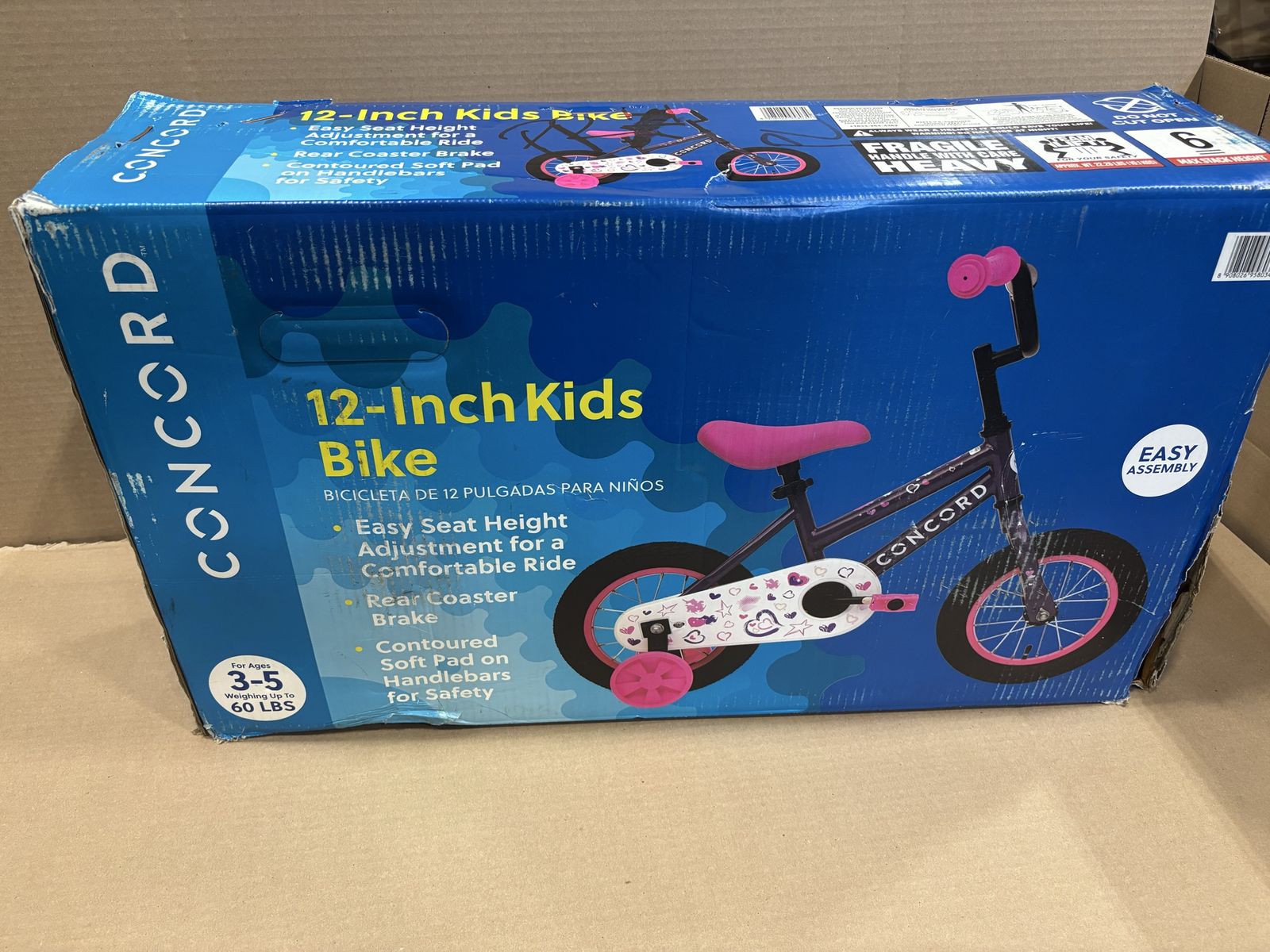 New Girls 12 Inch Kids Bike with Training Wheels