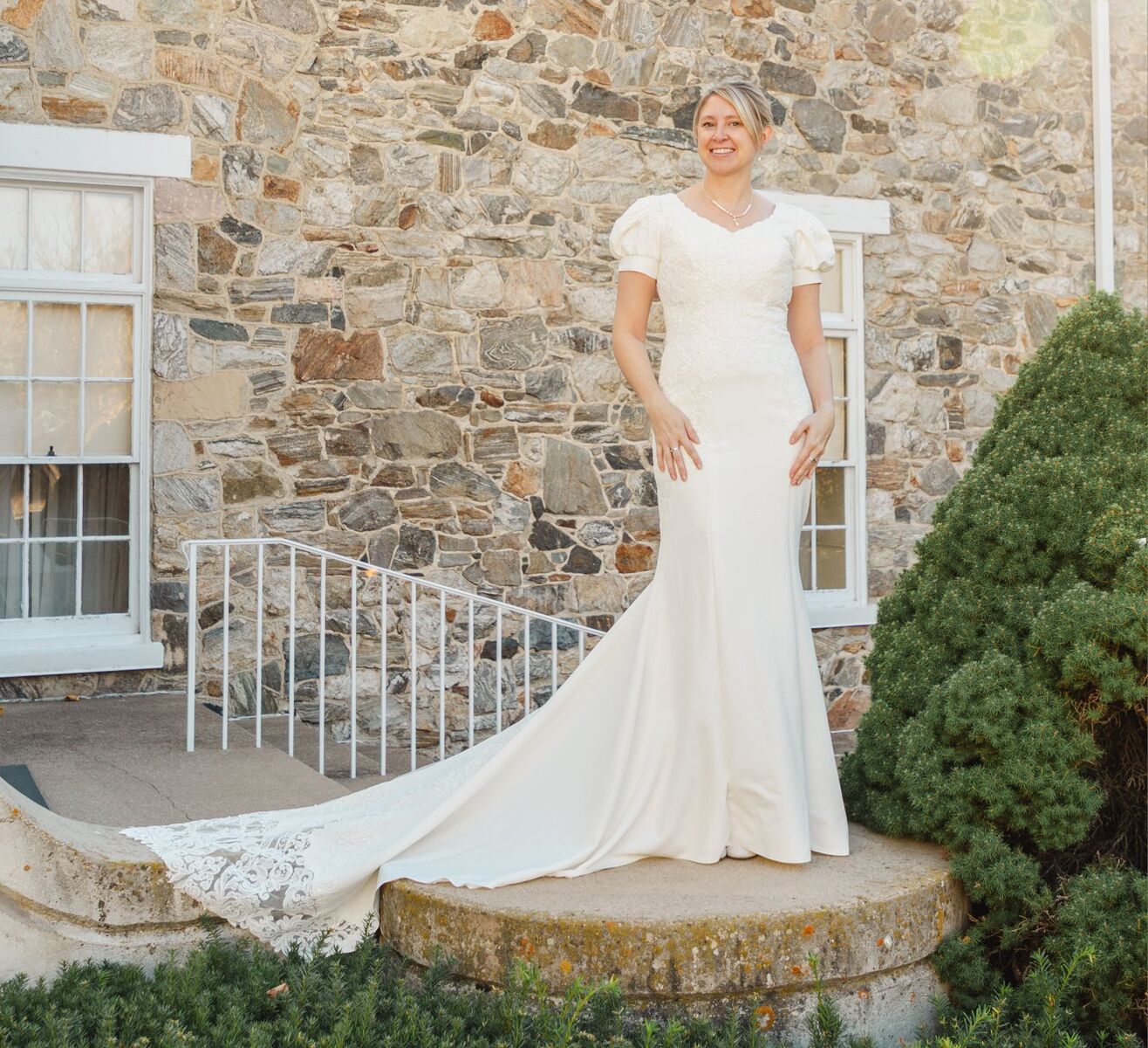 Allure Bridal Cream Lace Dress