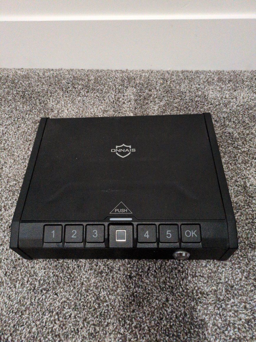 Onnais Electronic Gun Safe Pistol Safe with Fingerprint, Digital Keypad & Key Access - Black