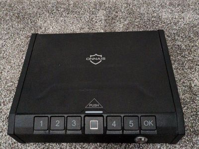Onnais Electronic Gun Safe Pistol Safe with Fingerprint, Digital Keypad & Key Access - Black
