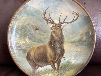 Antique/ Victorian Metal Hanging Elk Plate