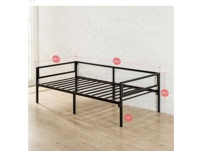 Zinus Brandi Quick Lock Twin Day Bed Frame with Steel Slat Support, Black