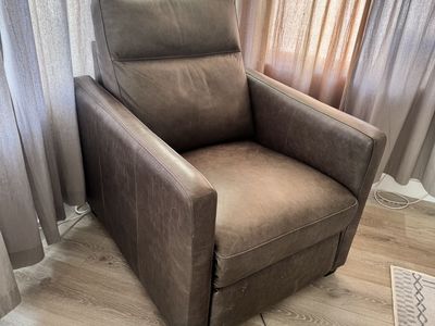 West Elm Gray Leather Recliner