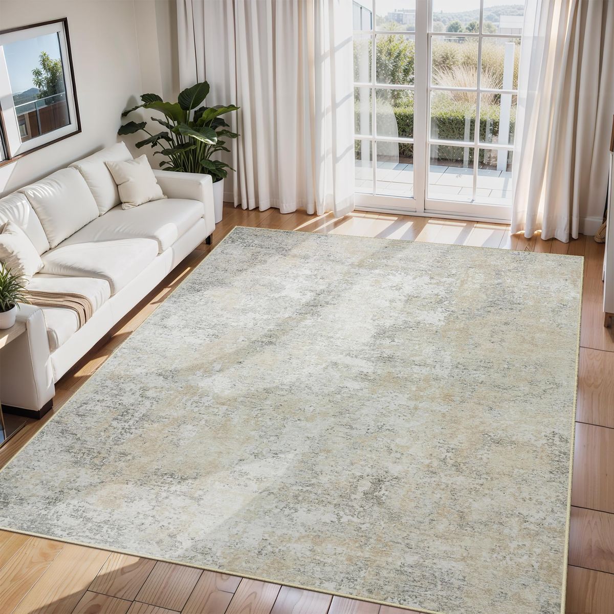 NEW 6x9 Area Rugs for Living Room Rug Washable: Abstract Rug for Dining Room Bedroom, Beige Gray