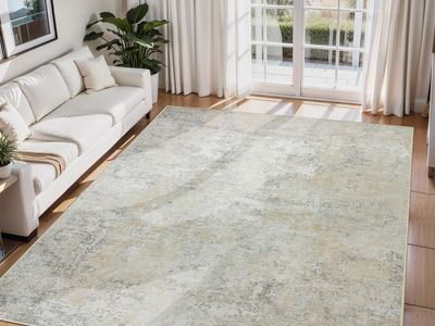 NEW 6x9 Area Rugs for Living Room Rug Washable: Abstract Rug for Dining Room Bedroom, Beige Gray