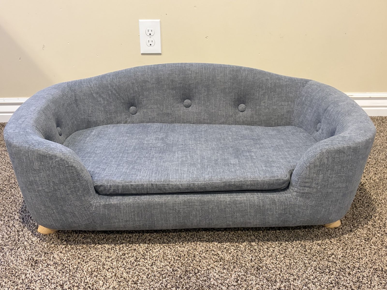 Gray Upholstered Dog Pet Couch Bed for Small Dogs (30lbs or less)