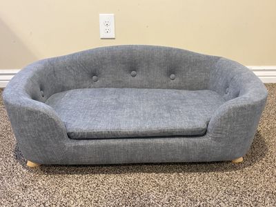 Gray Upholstered Dog Pet Couch Bed for Small Dogs (30lbs or less)