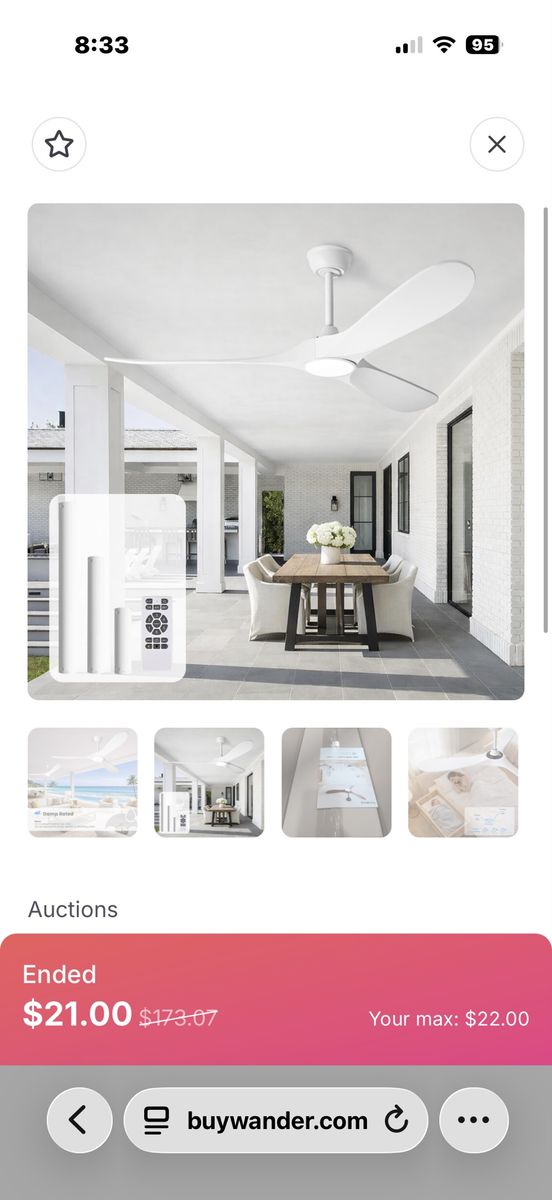 New! 52 Inch White Ceiling Fan with Light and Remote