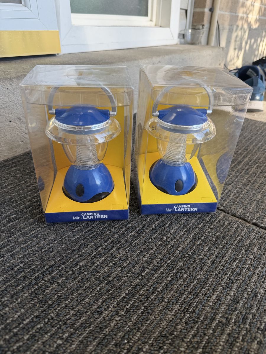 Set of 2 Camping Mini LED Lanterns Blue Portable Battery Operated