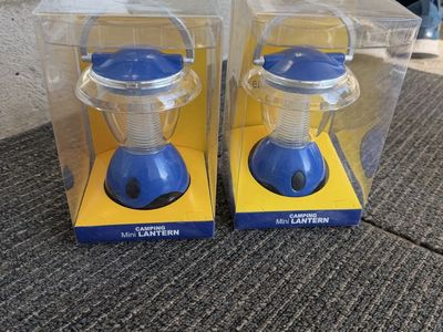 Set of 2 Camping Mini LED Lanterns Blue Portable Battery Operated